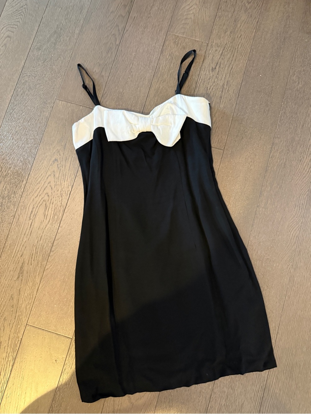 STAUD Black Mini Slip Dress with White Bust